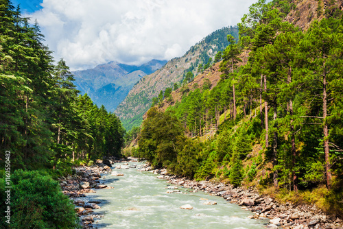 Himalaya mountains landscape, Parvati valley