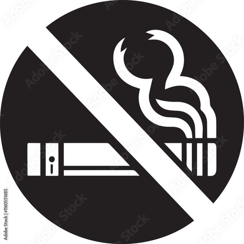 No Smoking symbol Cigarette not allow black vector