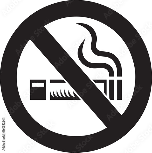 No Smoking symbol Cigarette not allow black vector