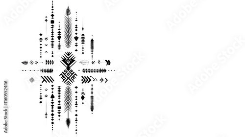 Minimalist tribal design featuring hand drawn symbols and patterns