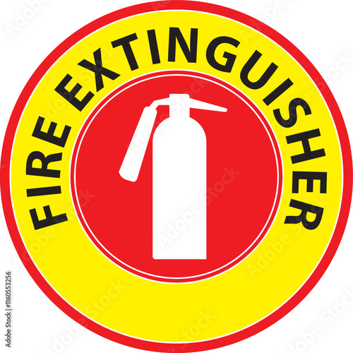 Fire extinguisher yellow color sticker sign vector.eps