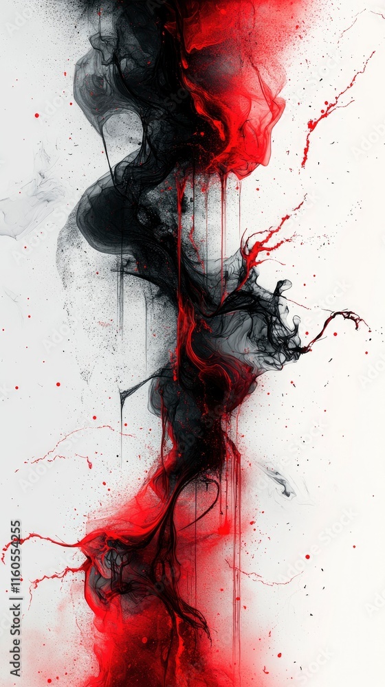 Abstract Red and Black Ink Splashes A Dramatic Composition Abstract Red and Black Ink Splashes A Dramatic Composition