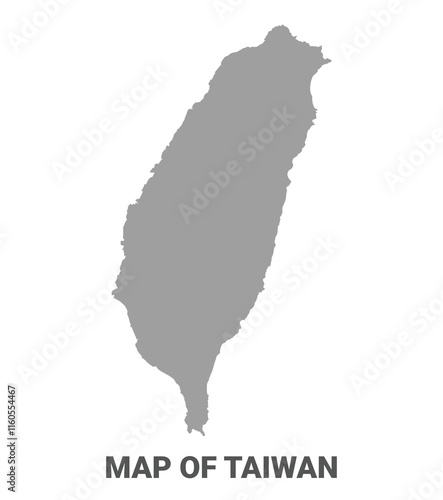 Simple flat Taiwan map Grey vector