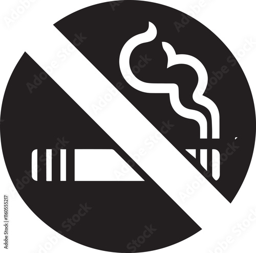 No Smoking symbol Cigarette not allow black vector