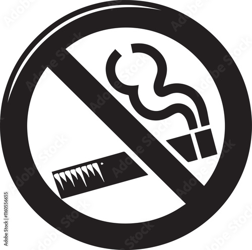 No Smoking symbol Cigarette not allow black vector