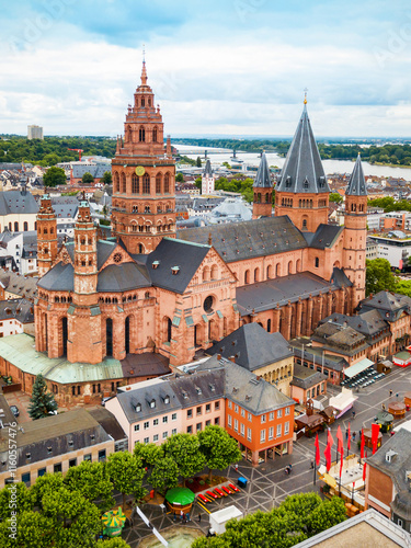 Mainz cathedral aerial view, Germany photo