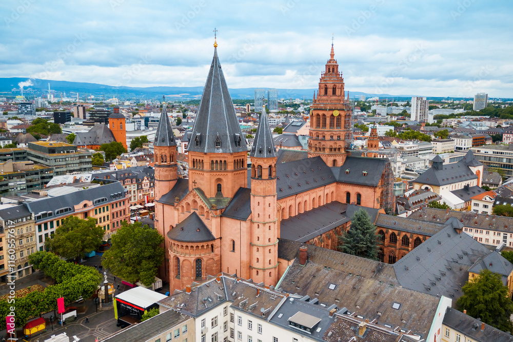 Mainz cathedral aerial view, Germany