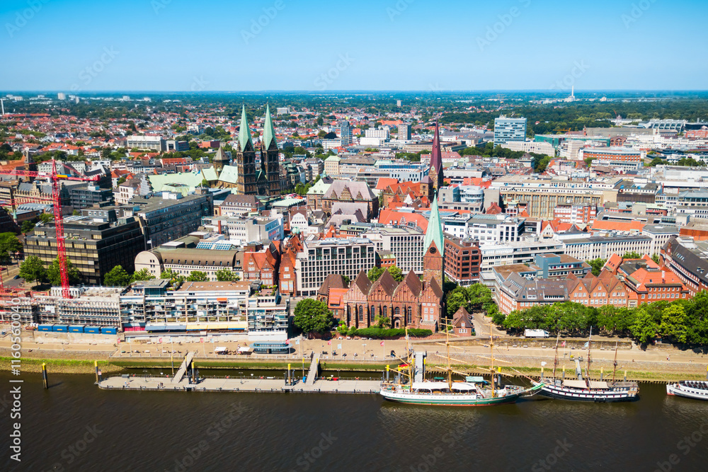 Obraz premium Ships at Weser river, Bremen
