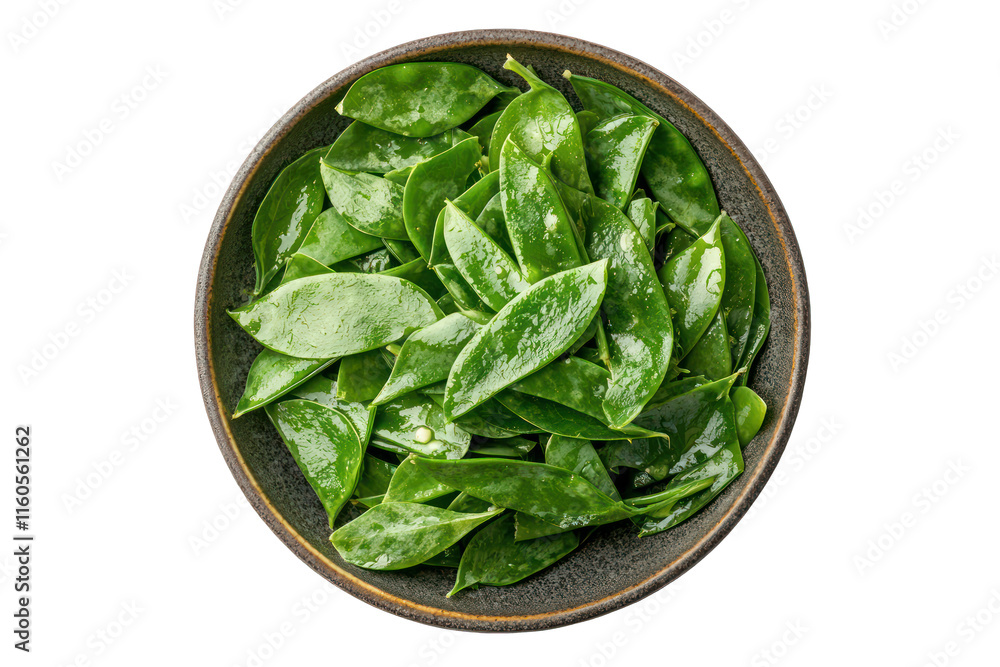 Snow Pea Leaves saut�ed with garlic, white PNG. Snow Pea Leaves saut�ed with garlic, white PNG.