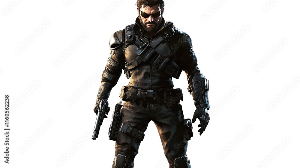 The Shadow Operative: A stoic and determined soldier, clad in tactical gear, stands ready for action, his gaze unwavering and his weapons at the ready. The Shadow Operative: A stoic and determined soldier, clad in tactical gear, stands ready for action, his gaze unwavering and his weapons at the ready.