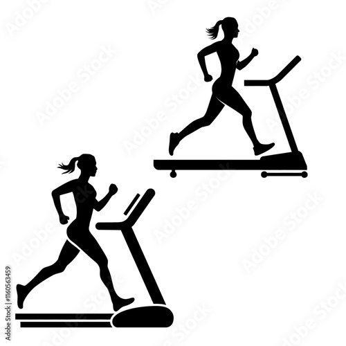 Treadmill people running silhouette vector