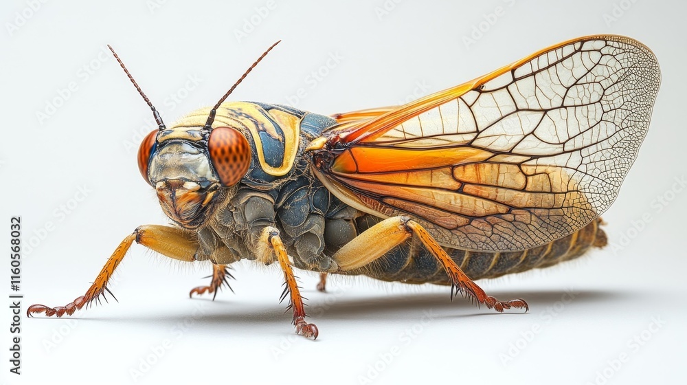 Fototapeta premium Cicada insect isolated on white background. Generative AI