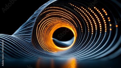 Wallpaper Mural Abstract Swirling Tunnel Orange Lights Dark Background 3D Render Futuristic Design Technology Torontodigital.ca