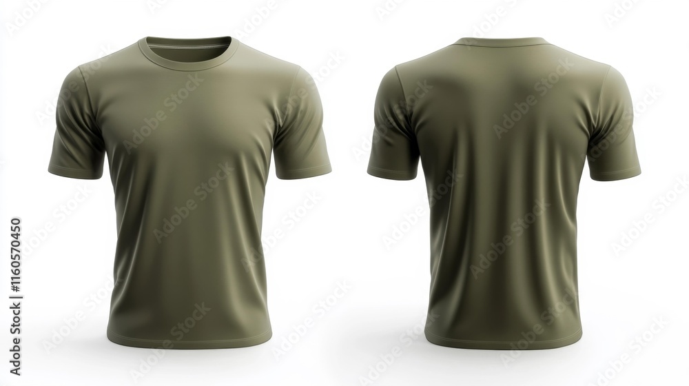 Khaki T-Shirt 3D Render Mockup on White Background. Generative AI Khaki T-Shirt 3D Render Mockup on White Background. Generative AI