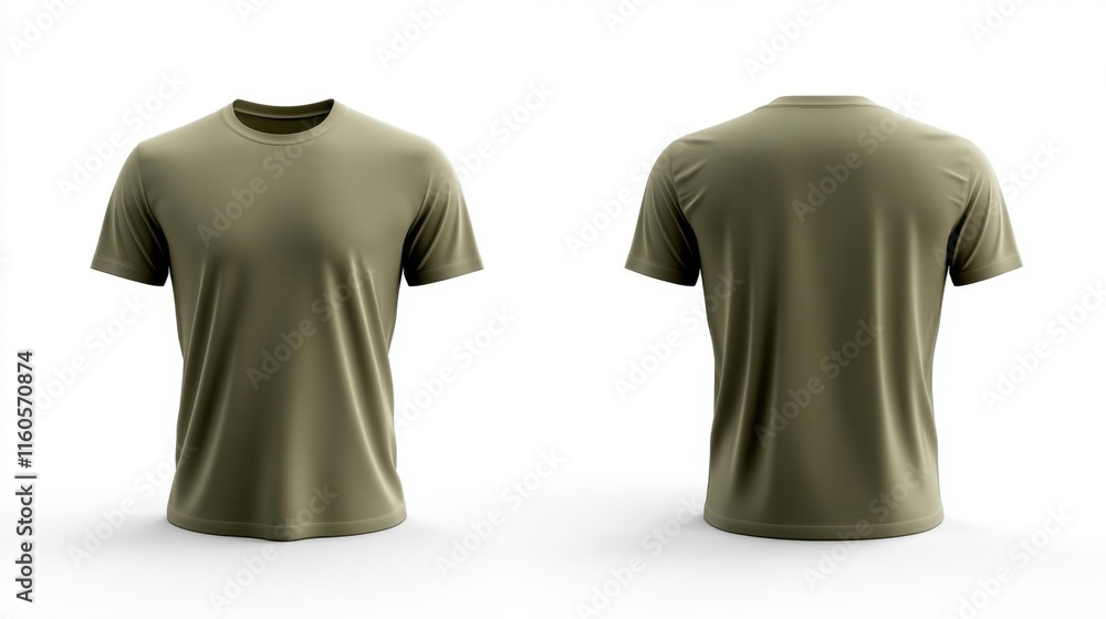 Khaki T-Shirt 3D Render Mockup on White Background. Generative AI Khaki T-Shirt 3D Render Mockup on White Background. Generative AI