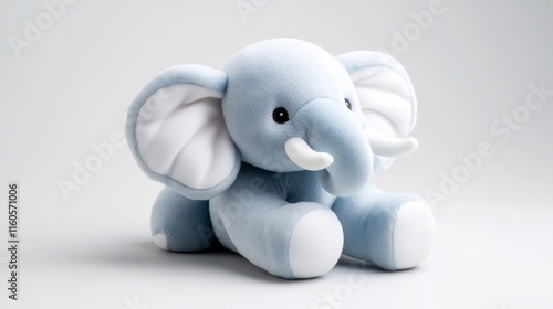 Plush Elephant Toy Isolated on White. Generative AI photo