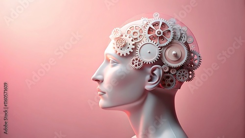 manequin head profile and clockwork gears photo