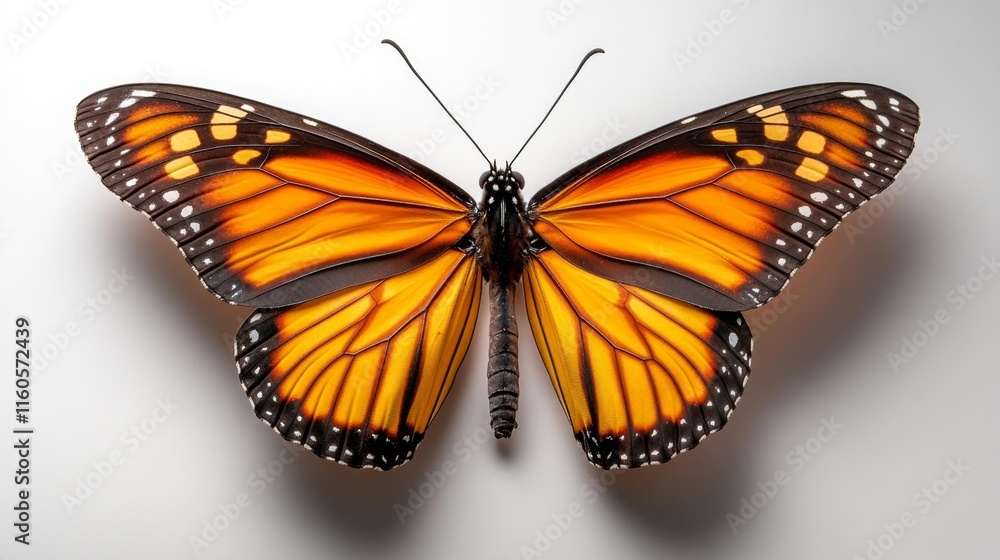 Fototapeta premium Monarch Butterfly on a White Background. Generative AI