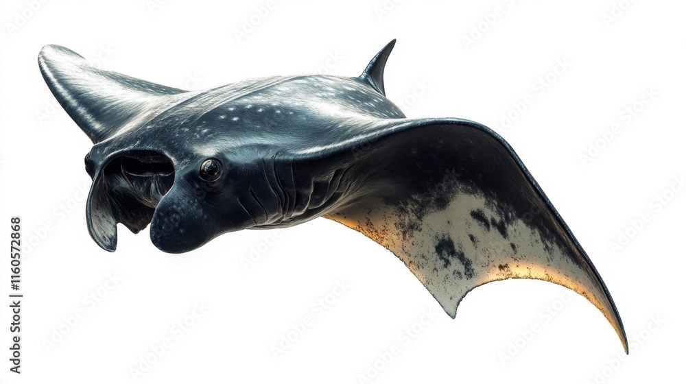 Fototapeta premium Manta Ray Isolated on White Background. Generative AI