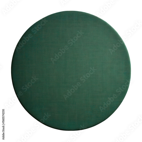 Flat circular green screen panel, smooth wrinkle-free fabric, set against a clean white backdrop, ideal for versatile background applications photo