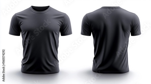 Charcoal mockup t-shirt isolated on white background. Generative AI photo