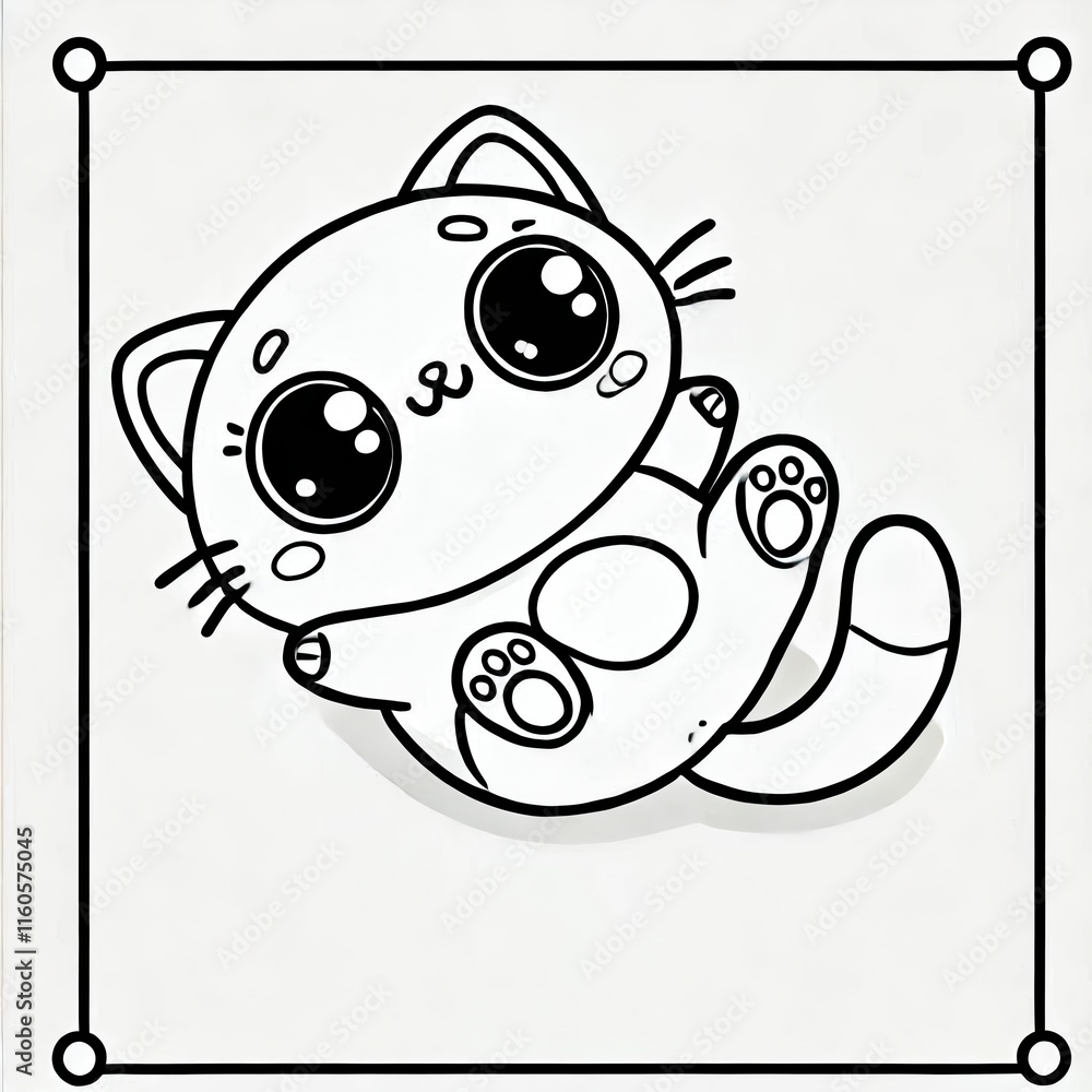 A cute cartoon cat lying on its back. Ideal for children's coloring books, stickers, or apparel design. A cute cartoon cat lying on its back. Ideal for children's coloring books, stickers, or apparel design.