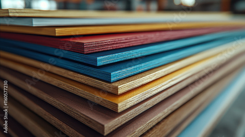 Colorful layers of composite materials stacked for engineering projects