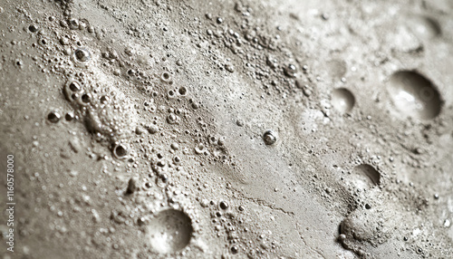 Freshly mixed concrete surface with air bubbles and texture details