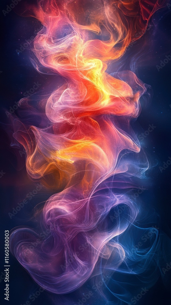 Abstract Colorful Smoke Swirls - Ethereal Energy and Mystical Vapor Abstract Colorful Smoke Swirls - Ethereal Energy and Mystical Vapor