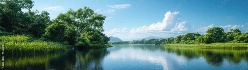 A thriving riverbank ecosystem with restored habitats, showcasing vibrant flora and fauna in harmony. A thriving riverbank ecosystem with restored habitats, showcasing vibrant flora and fauna in harmony.