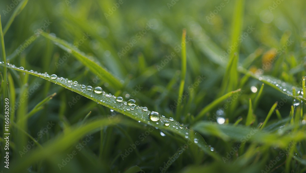 A Refreshing Display of Dew Drops on Grass, Symbolizing Nature's Beauty A Refreshing Display of Dew Drops on Grass, Symbolizing Nature's Beauty