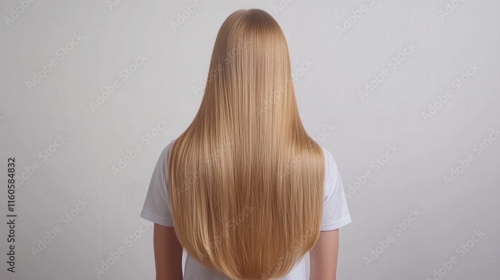 Obraz premium Beautiful model girl with Blond hair strand,silky healthy wavy hair strand,hair wavy ribbon, with smooth,Keratin straightening,Treatment,straight long hair,procedures,Smooth hairstyle.