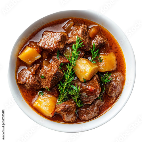 Delicious Homemade Beef Stew Goulash Recipe isolated on transparent background