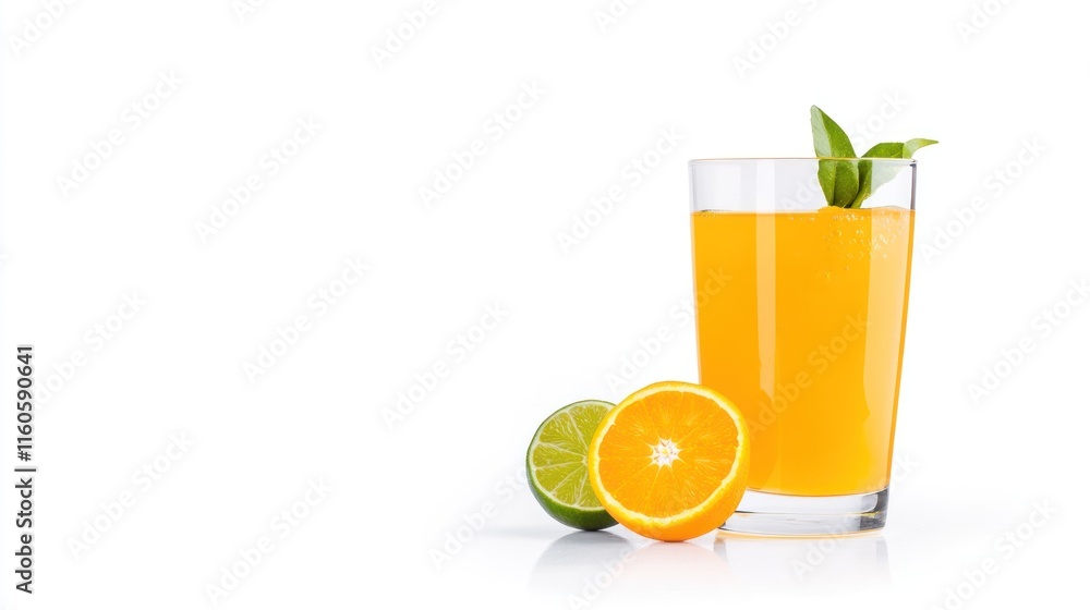 A refreshing orange drink garnished with mint and citrus slices. A refreshing orange drink garnished with mint and citrus slices.