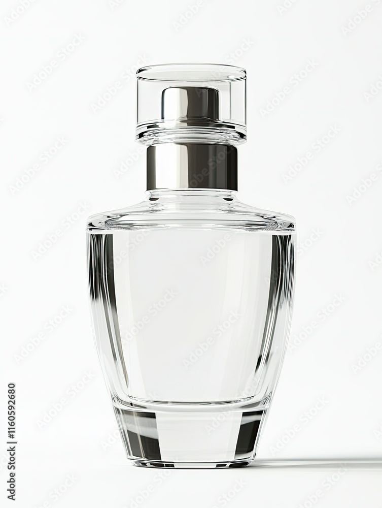 Empty perfume bottle isolated on white background. For cosmetic and perfume product mockup. Empty perfume bottle isolated on white background. For cosmetic and perfume product mockup.