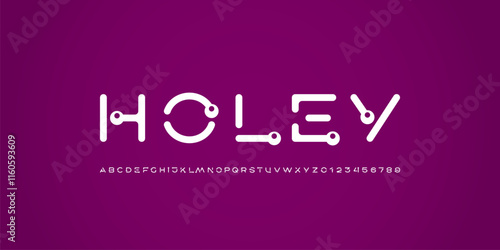 Font alphabet with dots, letters A, B, C, D, E, F, G, H, I, J, K, L, M, N, O, P, Q, R, S, T, U, V, W, X, Y, Z and numerals 0, 1, 2, 3, 4, 5, 6, 7, 8, 9, vector illustration 10EPS.