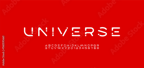 Font alphabet creative modern with black dots, letters A, B, C, D, E, F, G, H, I, J, K, L, M, N, O, P, Q, R, S, T, U, V, W, X, Y, Z and numerals 0, 1, 2, 3, 4, 5, 6, 7, 8, 9, vector illustration 10EPS