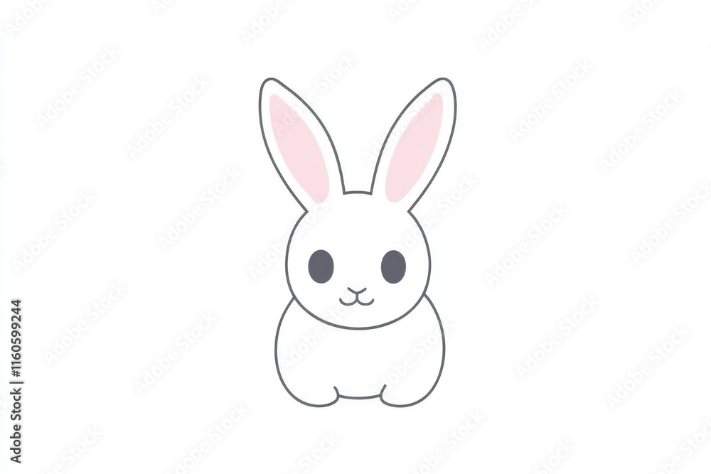 Obraz premium A cute and adorable white rabbit with bright pink ears sitting in a calm and peaceful environment