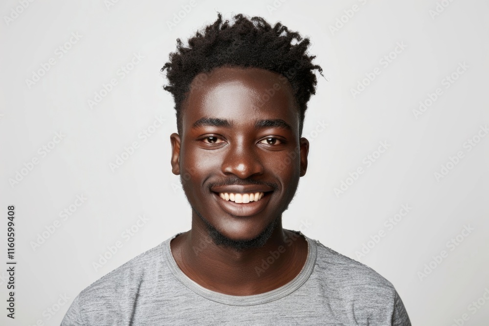 Image of handsome smiling young african man standing isolated over white background. Looking camera. Image of handsome smiling young african man standing isolated over white background. Looking camera.