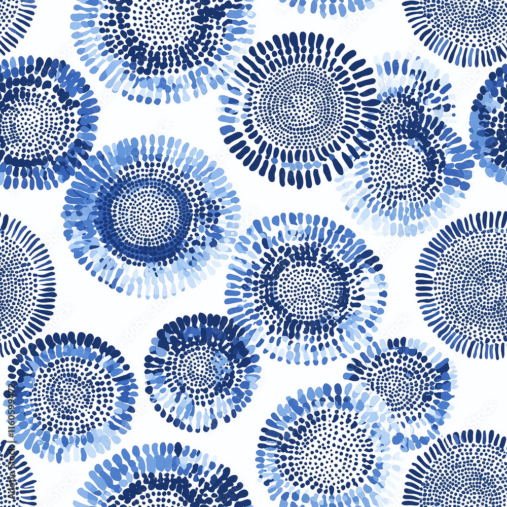 Circular blue patterns with a watercolor effect on a white background create a vibrant and artistic design. Circular blue patterns with a watercolor effect on a white background create a vibrant and artistic design.