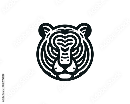 Tiger logo design vector template. Black and white silhouette tiger vector illustration.