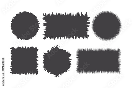 Set of vector roughen shapes, Distressed shape set