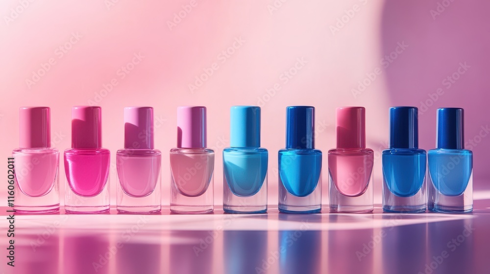 Blue Nail polish pattern background,Bottles of nail polish, each containing liquid cosmetics,Set colors nail polish isolated on color background,beauty,fashion concept,space for text. Blue Nail polish pattern background,Bottles of nail polish, each containing liquid cosmetics,Set colors nail polish isolated on color background,beauty,fashion concept,space for text.