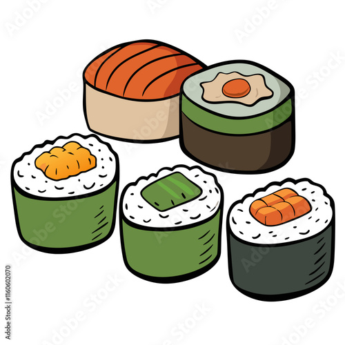 sushi set on white