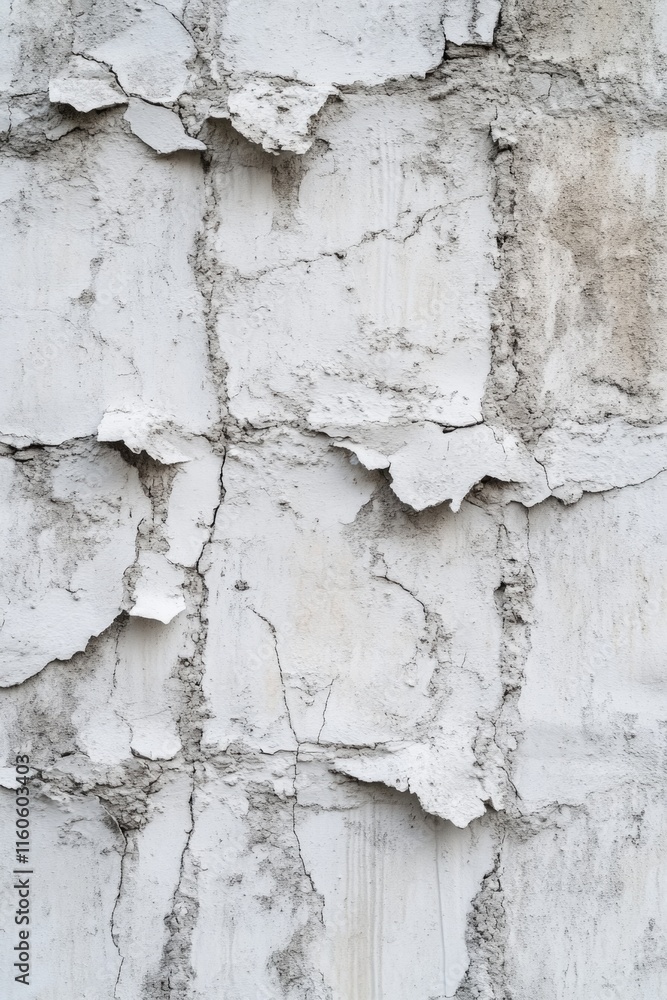 Fototapeta premium A close-up shot of a worn-out white wall with visible cracks