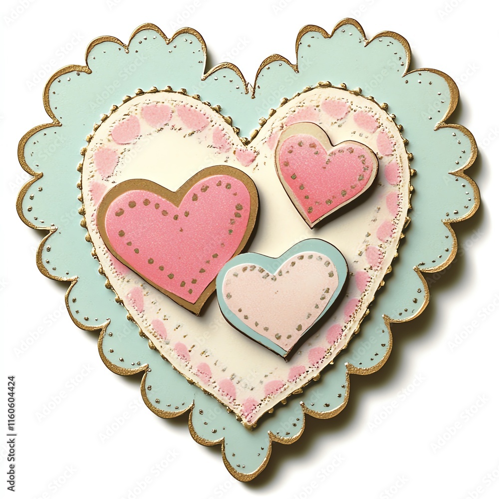 Colorful heart design with layered hearts on a white isolated background. Colorful heart design with layered hearts on a white isolated background.