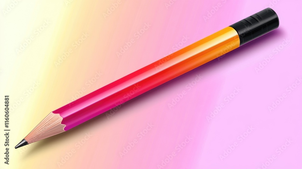 Colorful gradient pencil on a pastel background in soft lighting Colorful gradient pencil on a pastel background in soft lighting