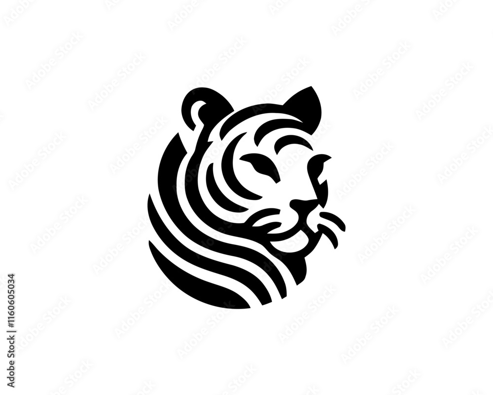 Tiger head, tiger face, logo design vector template. Black and white tiger logo vector illustration. Tiger head, tiger face, logo design vector template. Black and white tiger logo vector illustration.