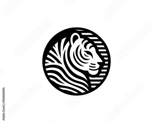 Tiger head, tiger face, logo design vector template. Black and white tiger logo vector illustration.