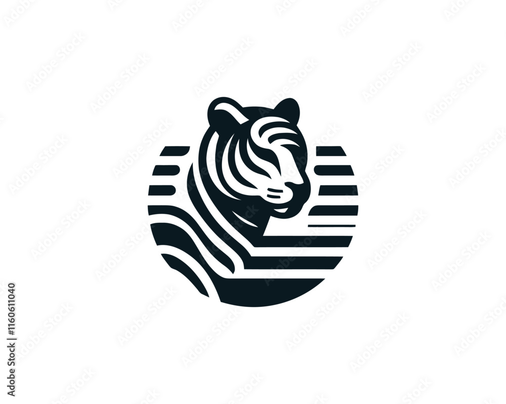 Tiger head, tiger face, logo design vector template. Black and white tiger logo vector illustration. Tiger head, tiger face, logo design vector template. Black and white tiger logo vector illustration.